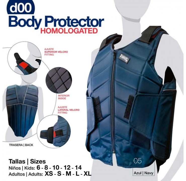CHALECO PROTECTOR SEGURIDAD BODY HOMOLOGADO D00 AZUL